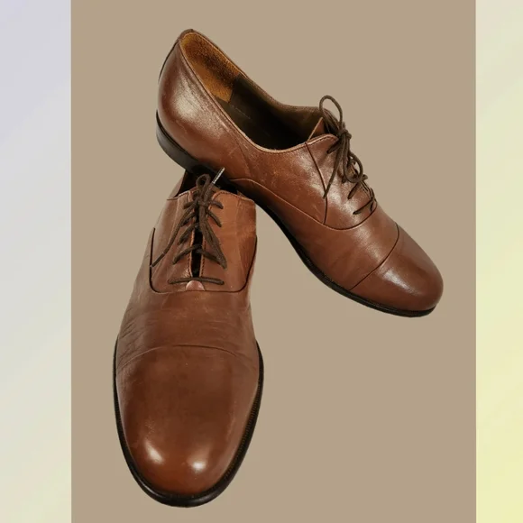 BRUNO MARTINI BROWN LEATHER OXFORDS SIZE 10.5 display picture 3